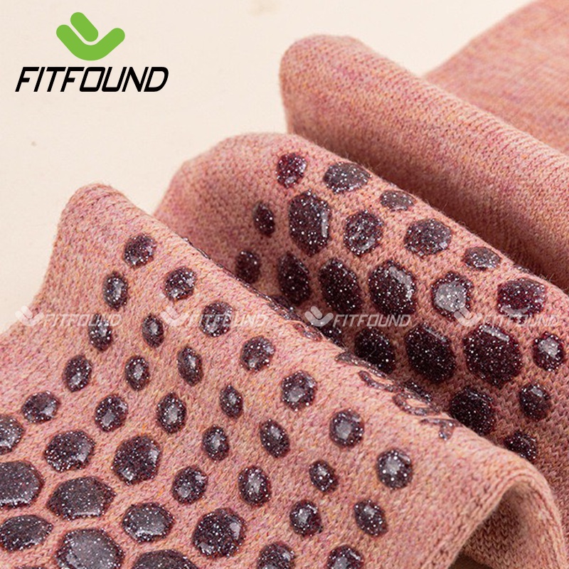 Tất / Vớ Chân Cao Cổ Nữ Freesize 35-39 Tập Yoga Pilates Len Co Giãn Đính Hạt Silicon Chống Trơn Trượt Thấm Mồ Hôi-Mẫu K