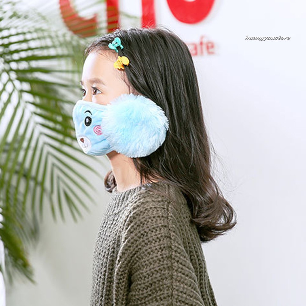 HY/ Khẩu trang có bịt tai kiểu dáng hoạt hình dễ thương cho bé
