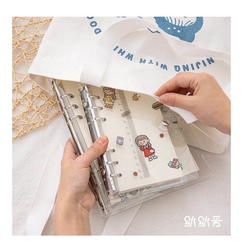 Binder MIAO'S LITTLE FOREST sổ còng bìa planner nhựa dẻo 6 còng A5 A6 trong suốt hologram bìa đen làm bullet journal