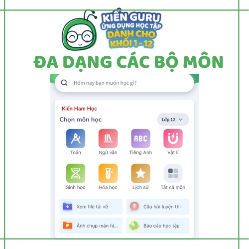 Kiến Guru - Khóa học các bộ môn theo chuẩn Bộ Giáo Dục - Lớp 1 đến 12