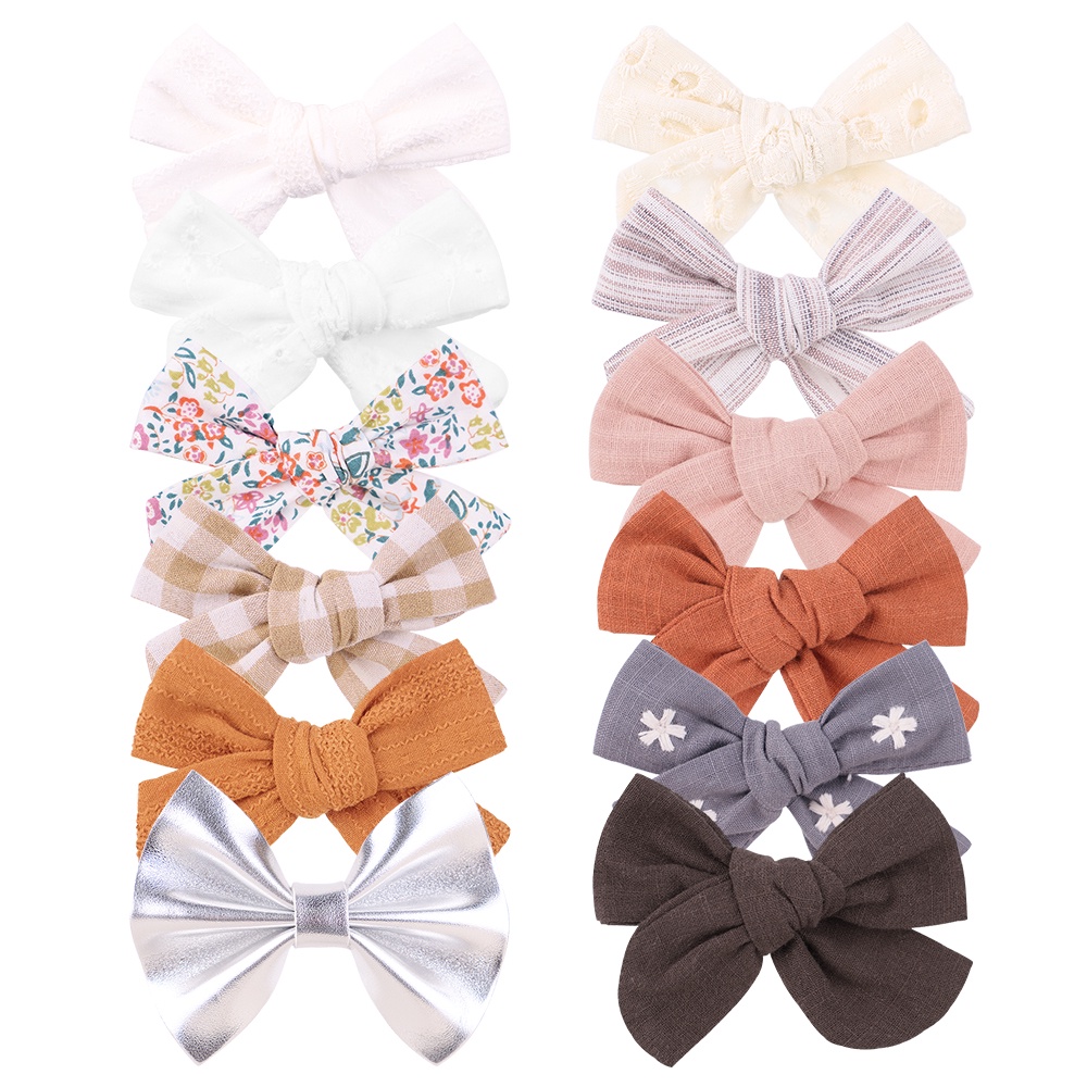 1 Kẹp tóc KIDSBOWS hình nơ họa tiết sọc caro/hoa/trơn dễ thương dành cho bé gái