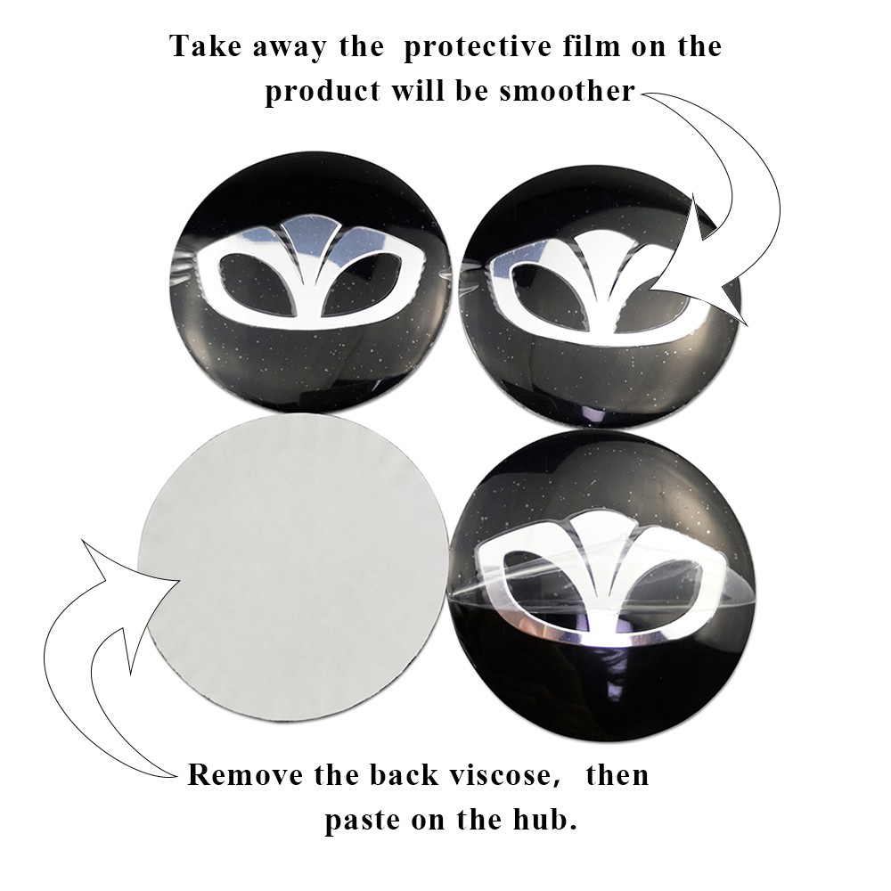 Set 4 miếng dán ốc vít giữa bánh xe hơi cỡ 56mm trang trí chuyên dụng cho Daewoo