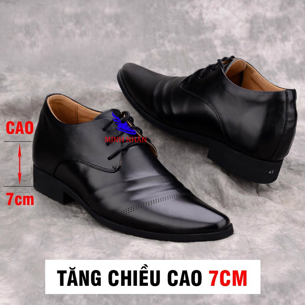 Giày Tây Nam Công sở Tăng Chiều Cao 7 cm Kín Đáo Bí Mật Từ Bên Trong Chất Liệu Da Bò Cao Cấp Phong Cách Lịch Lãm G-16