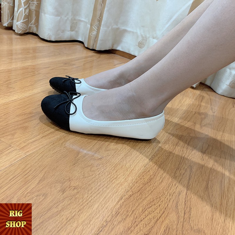 [ẢNH THẬT] GIÀY BÚP BÊ RIGSHOP THẮT NƠ PHỐI DA LỘN - C7