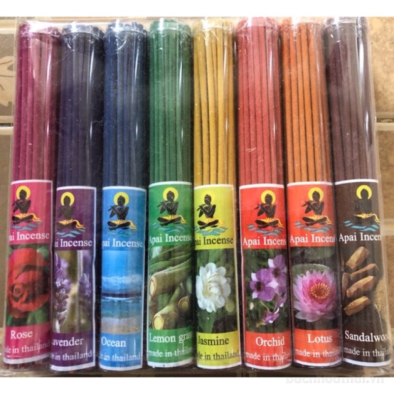 Nhang trầm hương thơm mùi tự nhiên Apai incense Thái Lan 8 bó (8 mùi)