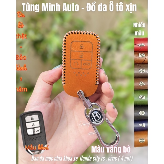 Bao Da Chìa Khoá Honda Civic, City RS, Accord ,Bọc chìa khoá  Da Bò thật , khâu tay