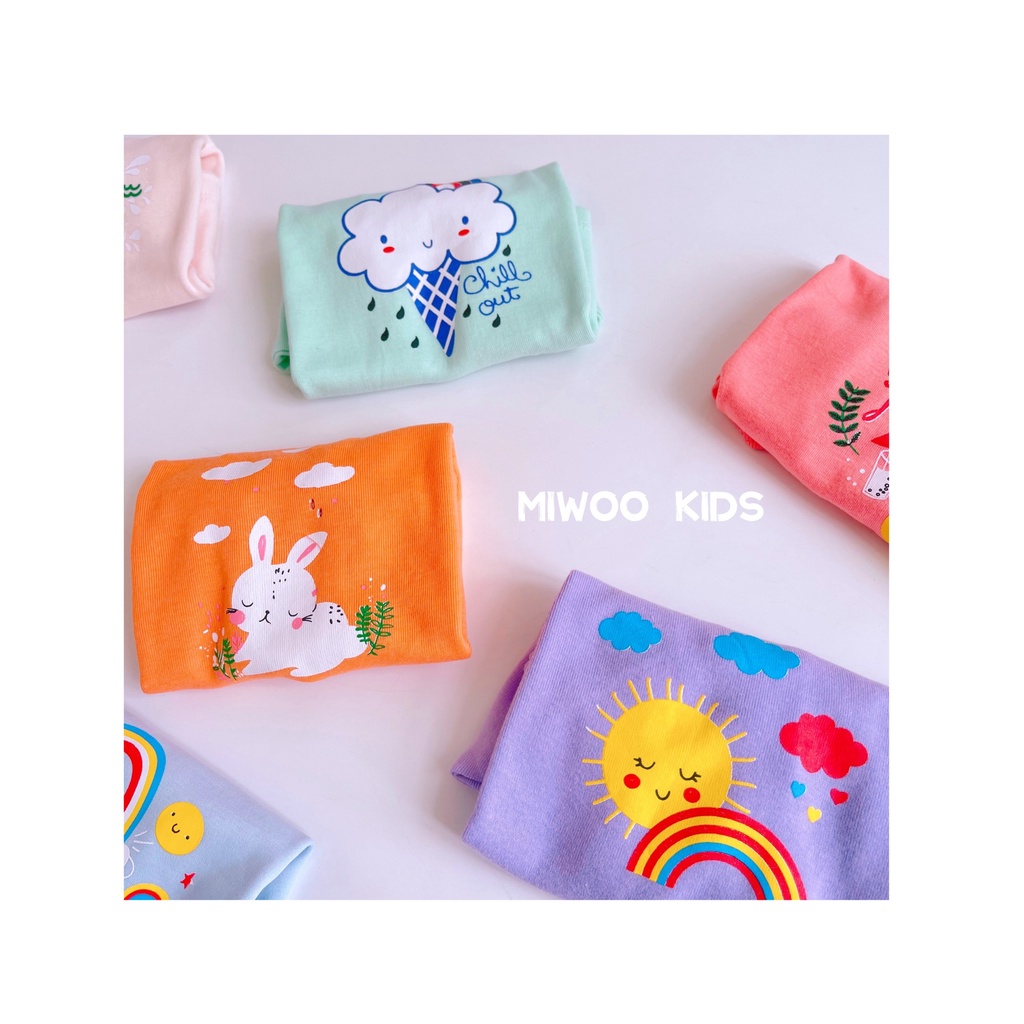 Bộ thun cotton phối tay bèo chính hãng Miwoo siêu xinh cho bé gái bảng màu 2