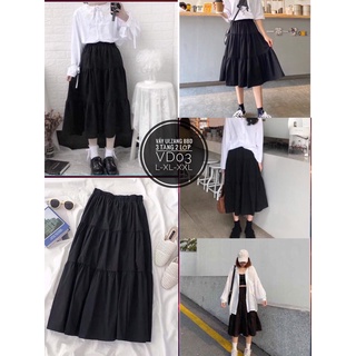 Bigsize chân váy Ulzzang 3 tầng, chân váy midi bigsize nữ tính