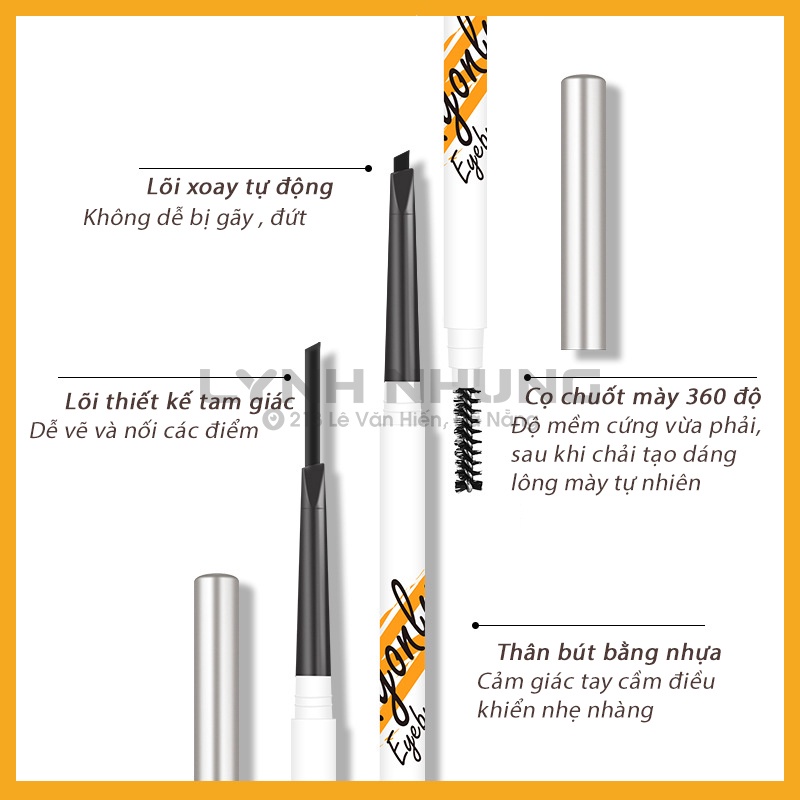 Chì kẻ mày 2 đầu MYON chống nước lâu trôi tam giác nhỏ