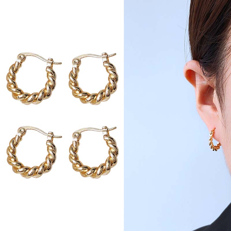 Bông Tai Mạ Vàng 14k Kiểu Dáng Đơn Giản Thời Trang