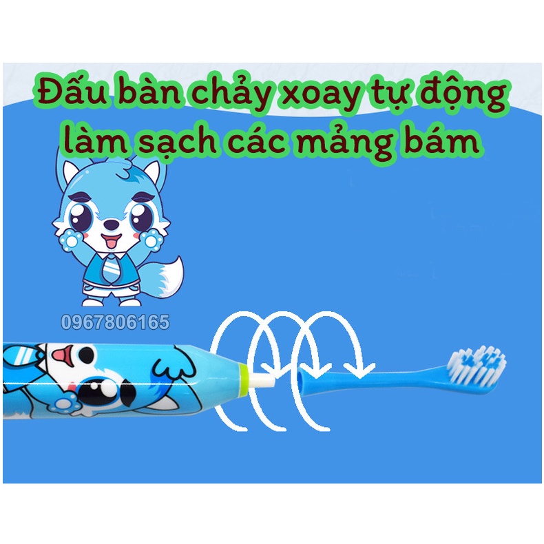 Bàn Chải Máy Cho Bé – Bàn Chải Điện Đánh Răng Tự Động Cho Bé Chạy Bằng Pin