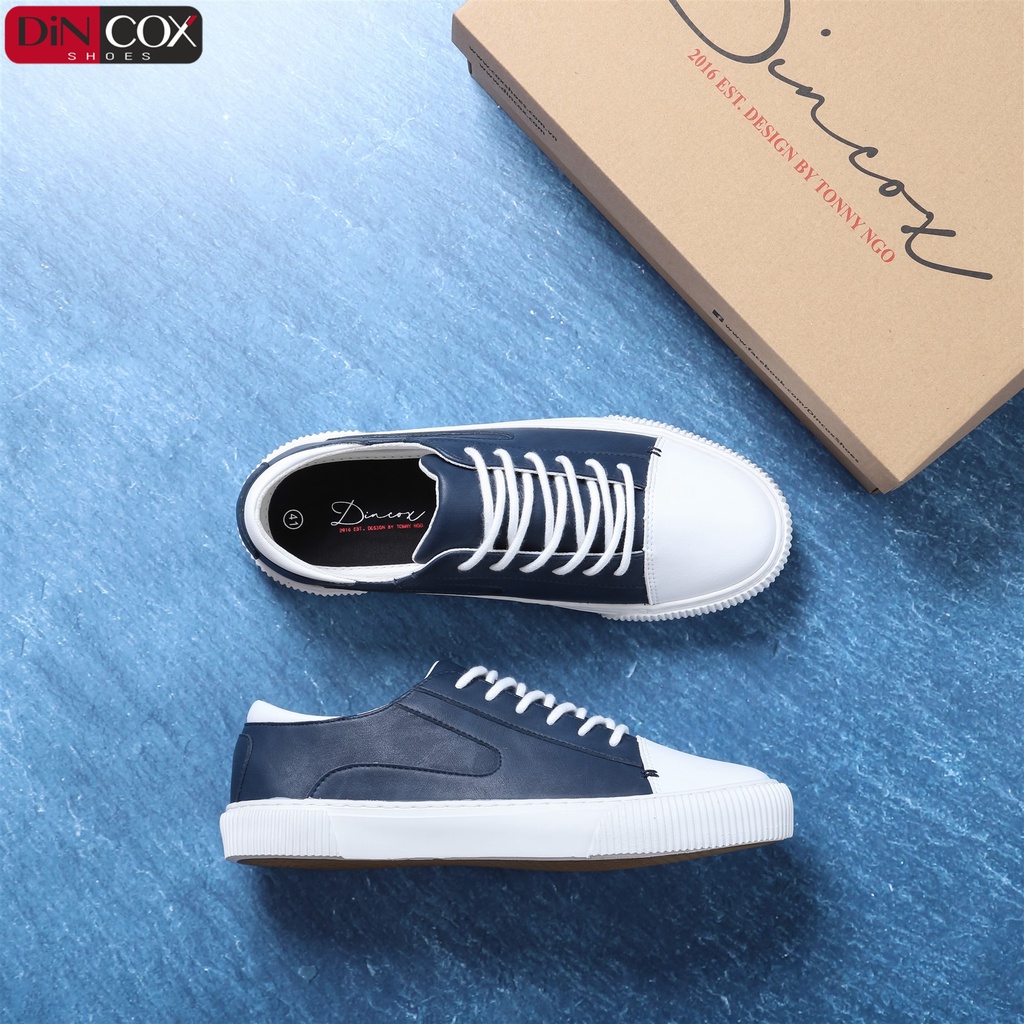 Giày Sneaker Da Nam DINCOX D07 Tinh Tế Hiện Đại Navy/White