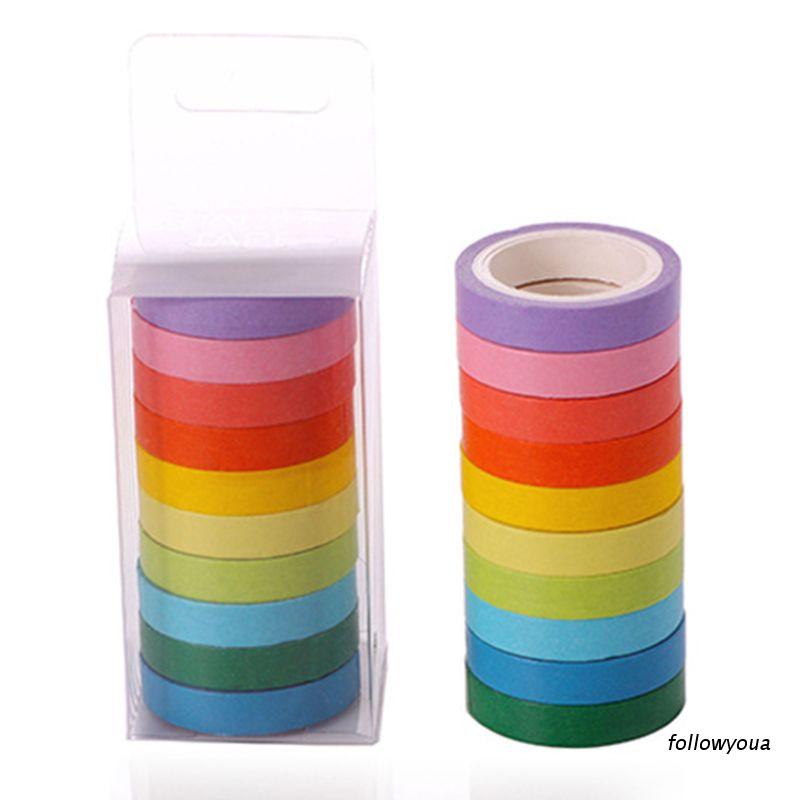 Set 10 cuộn băng keo washi hình bánh macaron 10 màu trang trí sổ tay DIY độc đáo