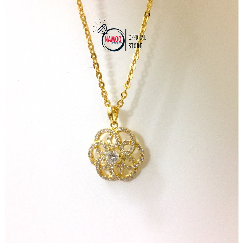 Dây Chuyền Nữ V648 mạ Vàng Kết Hợp Với Dây Xích Dài Dây 45cm