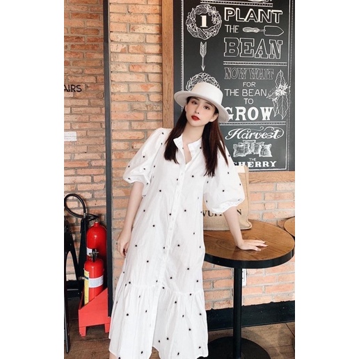 Váy maxi trắng dáng dài đi biển xuất dư