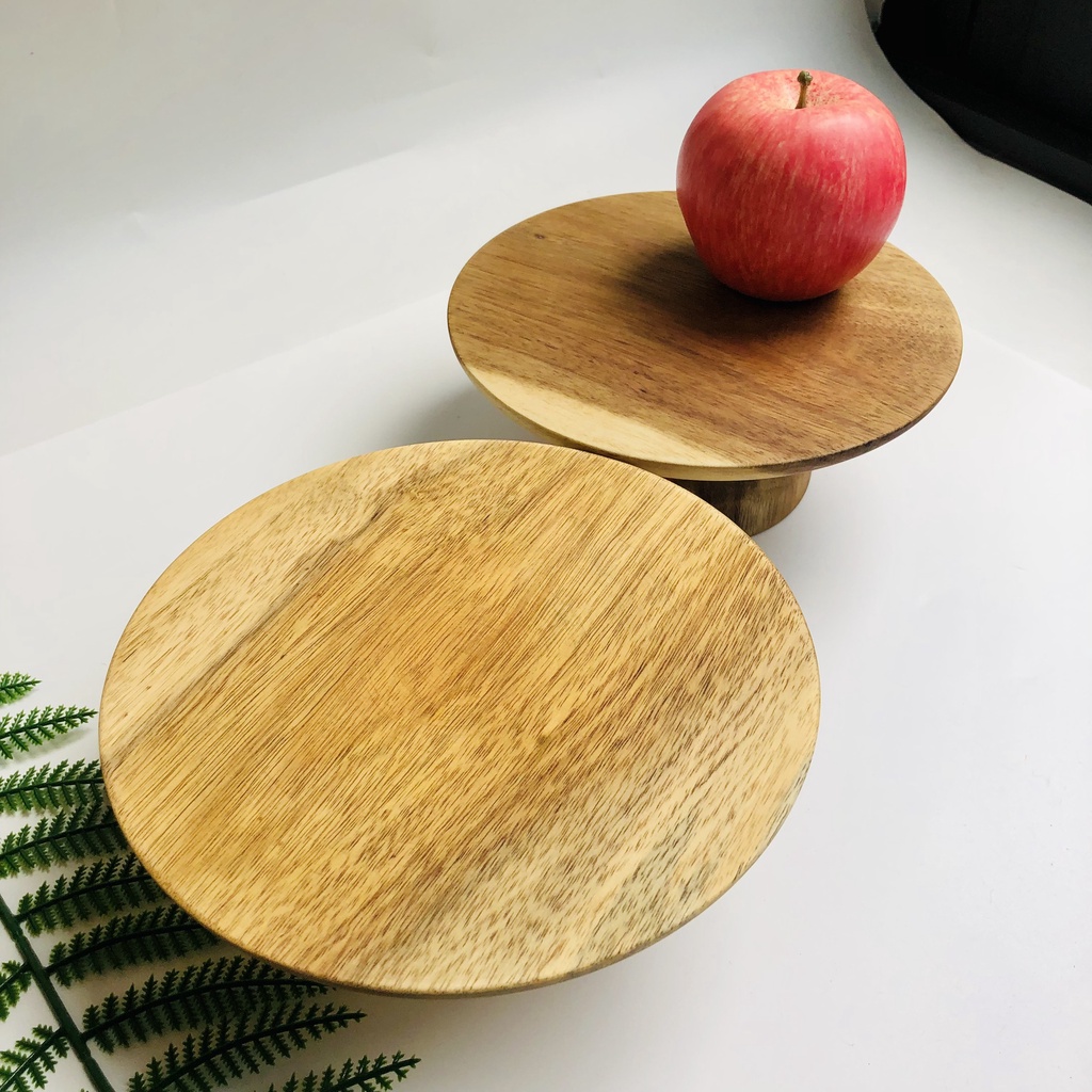 Đĩa Cao Gỗ Keo Đựng Bánh Gato, Bánh Ngọt, Hoa Quả, Cake Stand, Mâm Bồng