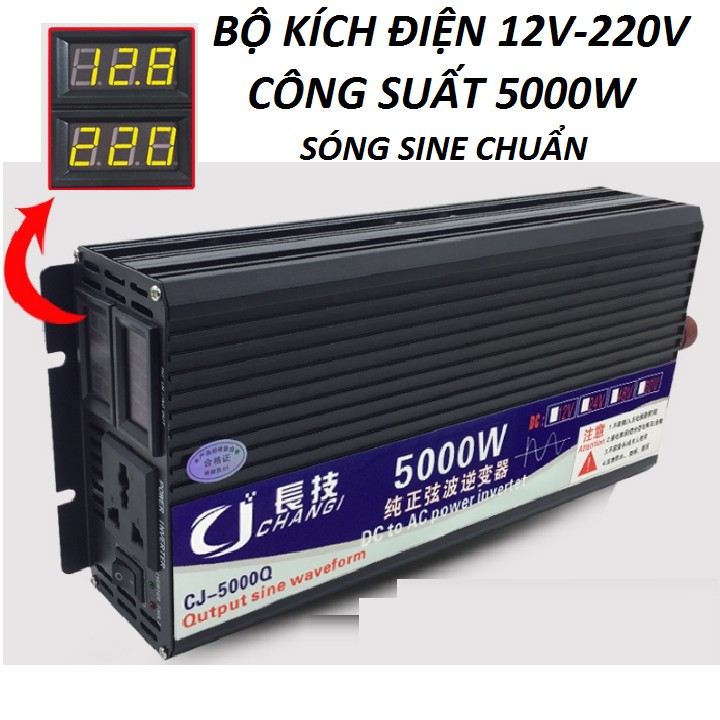 Bộ chuyển đổi 12v lên 220v 5000w chính hãng