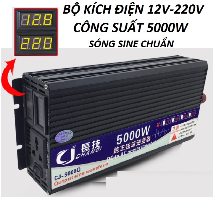 Bộ kích điện sin chuẩn - bộ chuyển đổi 12v lên 220v 5000w