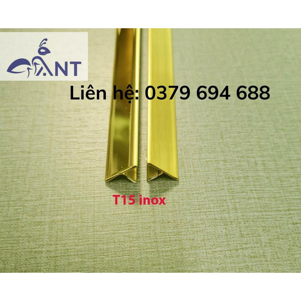 Nẹp inox t15, dập tròn cạnh, dày 0.8li, thanh dài 2m44, giá bán theo thanh