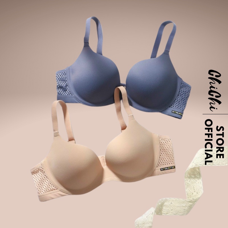Áo lót mút vừa không gọng màu trơn lưng lưới nâng ngực tự nhiên Eva Bra S11