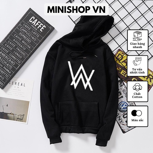 Áo nỉ hoodie phản quang nam nữ in hình Alan Welker form rộng thoải mái
