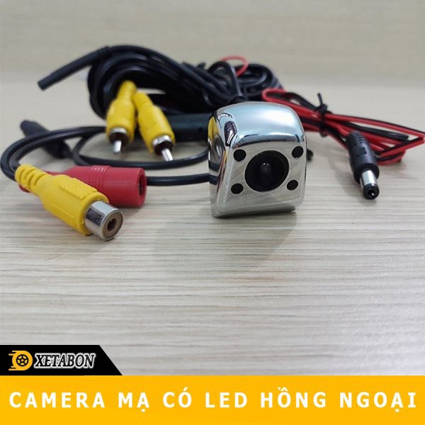 Camera lùi ô tô mạ crom - 4 mắt LED. Chống nước chống va đập tốt - có vạch chia