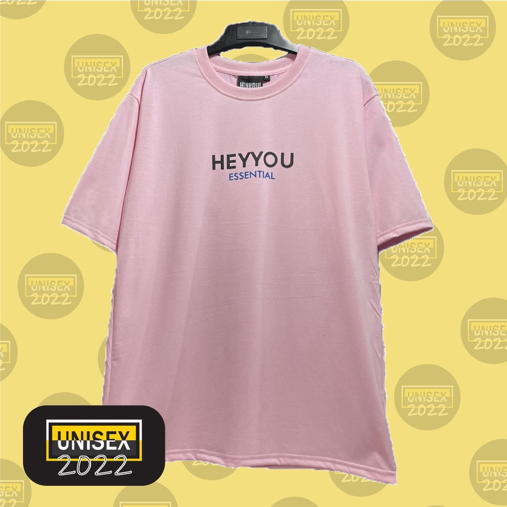 Áo thun cotton nam nữ form rộng tay ngắn in chữ Heyyou Essential – Unisex 2022