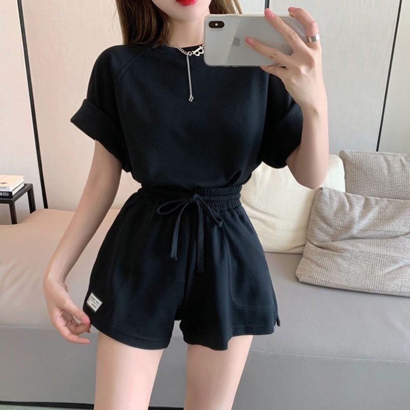 Set Đồ Thể Thao Ngắn Tay Form Rộng Thiết Kế Mới Thời Trang Theo Phong Cách Hàn Quốc Cho Nữ
