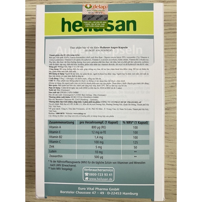 Heilusan Augen kapseln - Heilusan bổ mắt nhập khẩu Đức