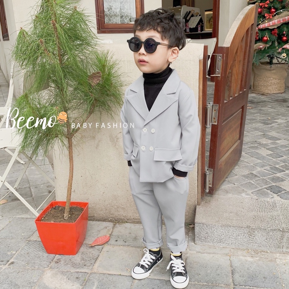Bộ VEST bé trai Beemo chất liệu Tex Hàn cao cấp, Set vest bé trai 4 khuy 3 màu sành điệu - BST vest cho bé trai