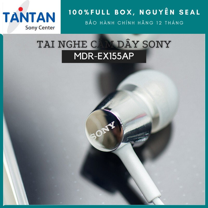 Tai nghe NHÉT TAI Sony MDR-EX155AP | FREESHIP | Loa Dynamic 9mm - Đeo thoải mái - Dải âm tần cao - Độ nhạy 103dB/mW