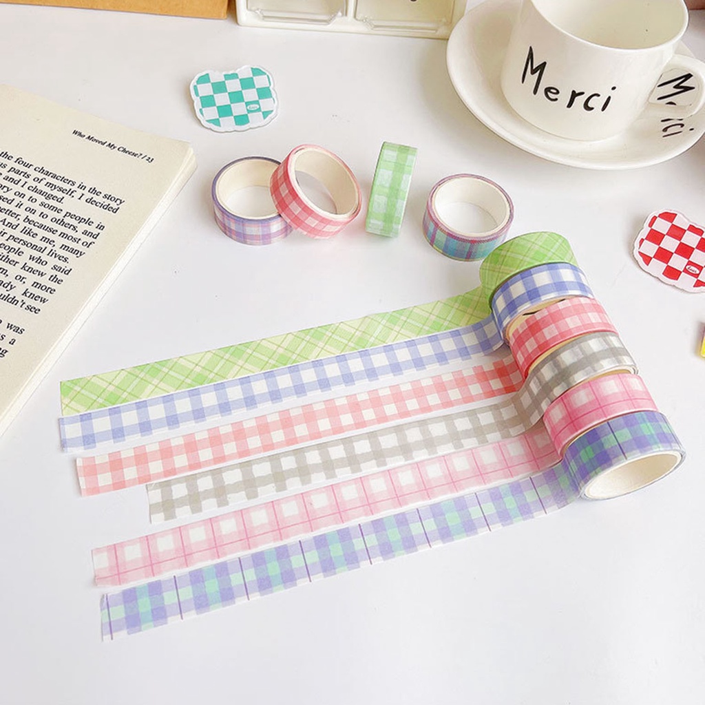 Cuộn Băng Keo Washi Họa Tiết Kẻ Sọc Phong Cách Hàn Quốc Độc Đáo Trang Trí Sổ Tay / Nhật Ký DIY