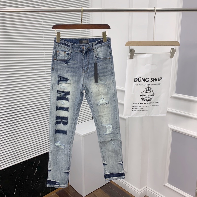 Quần bò AMIRRII chữ trần chỉ dọc cực chất ảnh thật kèm video tại shop