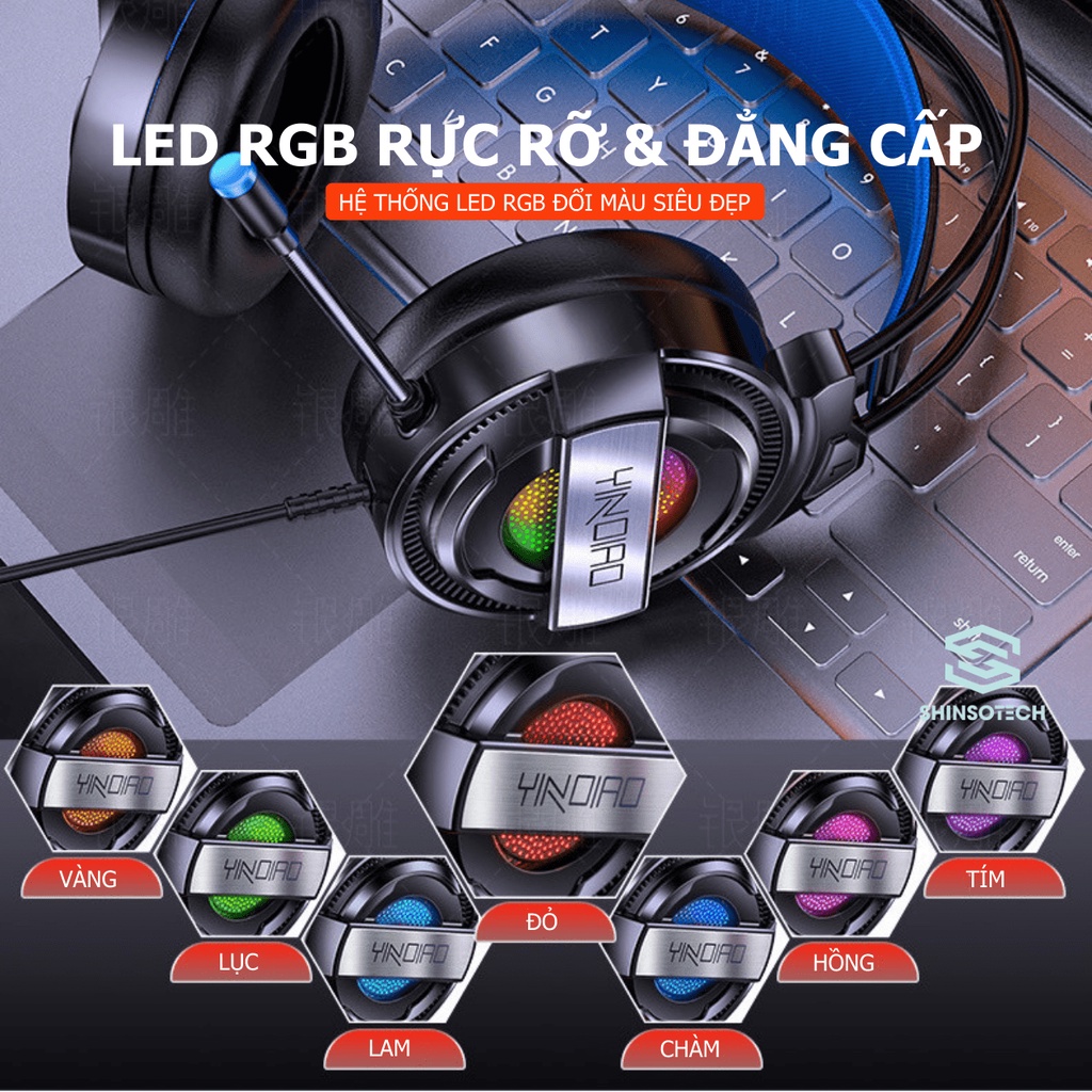 Tai nghe chụp tai gaming Esport SHINSOTECH Q3 âm thanh stereo chất lượng chống ồn có micro - Hàng chính hãng