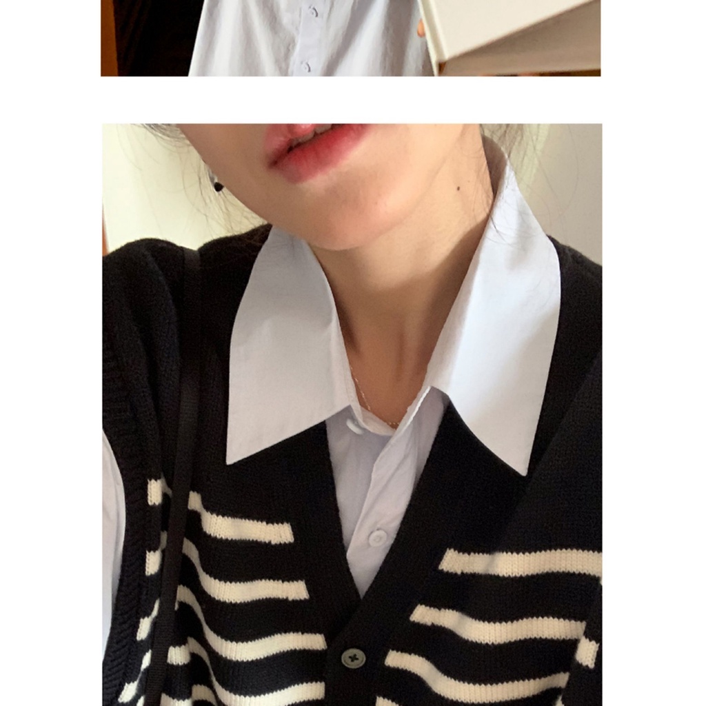 Áo vest len gile dệt kim họa tiết kẻ sọc ngang, cổ V style nữ sinh trẻ trung cá tính Hàn Quốc