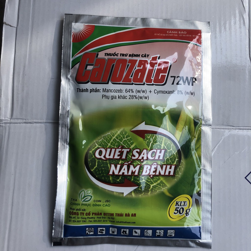 Chế phẩm đặc trị bệnh Sương mai dưa bầu bí, cà chua Quét sạch nấm bệnh Carozate 720WP 50g