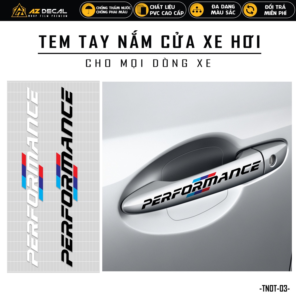 Decal Dán tay Nắm Cửa Xe Hơi Performance | TNOT-03 | Tem Dán Xe Ô Tô Oto Chống Nước Bền Màu