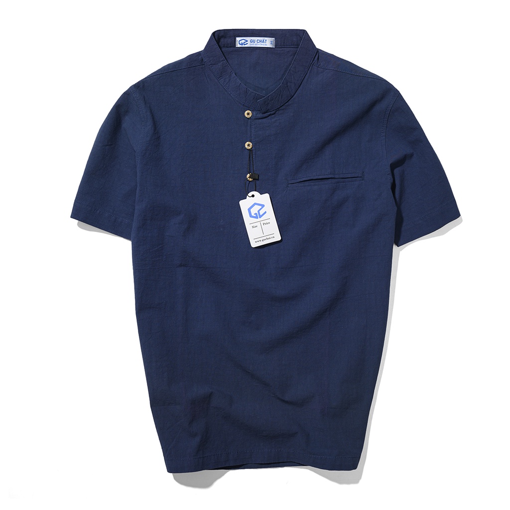 Áo Đũi Nam Cổ Tàu GU CHẤT, Chất Đũi Thoáng Mát GUD06