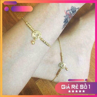 Lắc chân nữ đồng tiền chuông mạ vàng công nghệ Đức cao cấp bền màu