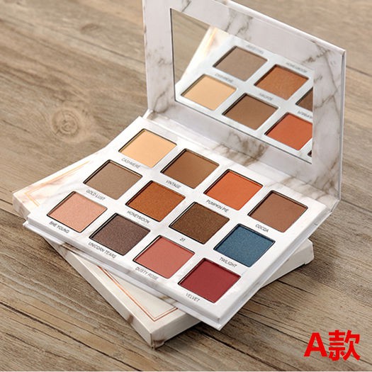 Bảng Phấn Mắt Bóng Lưu vực Free eye shadow brush net celebrity with the same marble 12 color palette earth pumpkin pearl matte