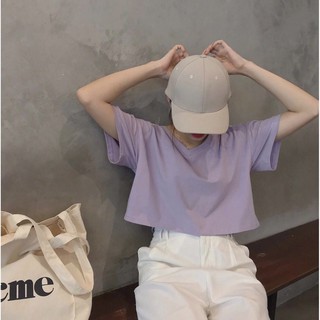 Áo Thun Nữ CROPTOP Cổ Tim Trơn ATN01