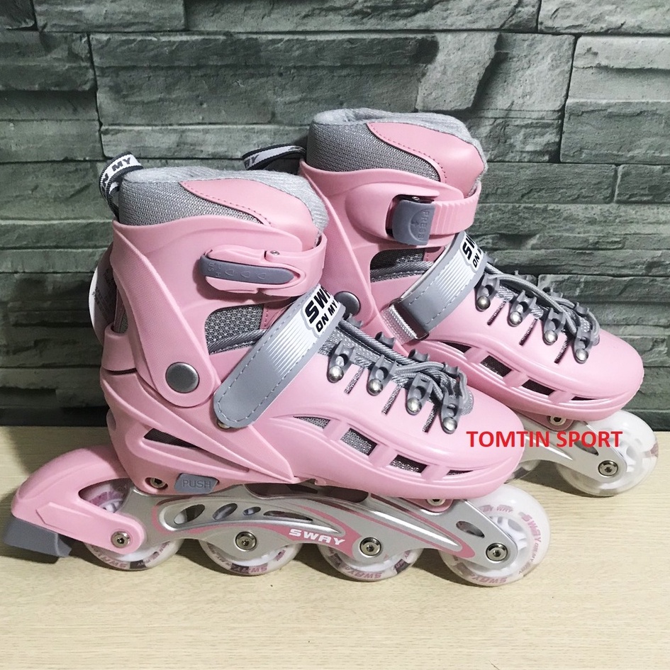 Giày trượt patin trẻ em cao cấp SWAY bánh cao su sáng led tặng kèm bảo hộ chân tay Tomtin Sport