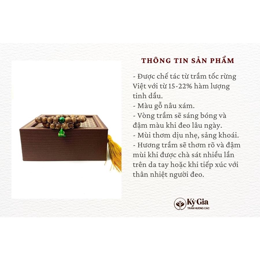 Vòng Tay Trầm Hương Tốc Việt Phối Charm Bánh Ú Phỉ Thúy 8 Li 54 Hạt Kỳ Gia Trầm Hương- May Mắn- Cát Tường