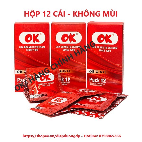 Bao Cao Su Ok Original Hộp 12 Cái Không mùi - Giá rẻ.