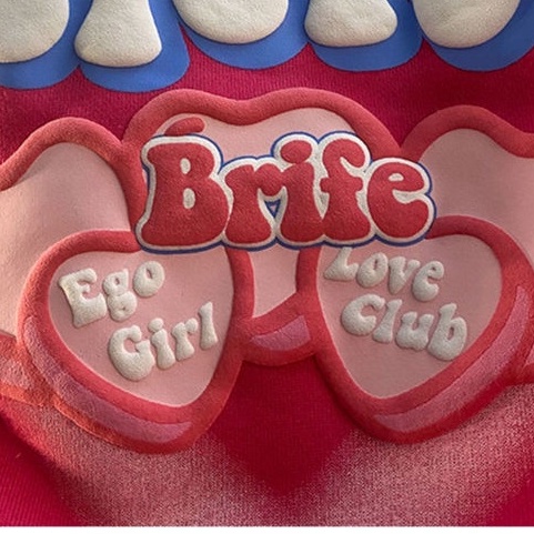 Áo sweater ZHELIHANGFEI dáng rộng hoạ tiết trái tim in chữ dễ phối