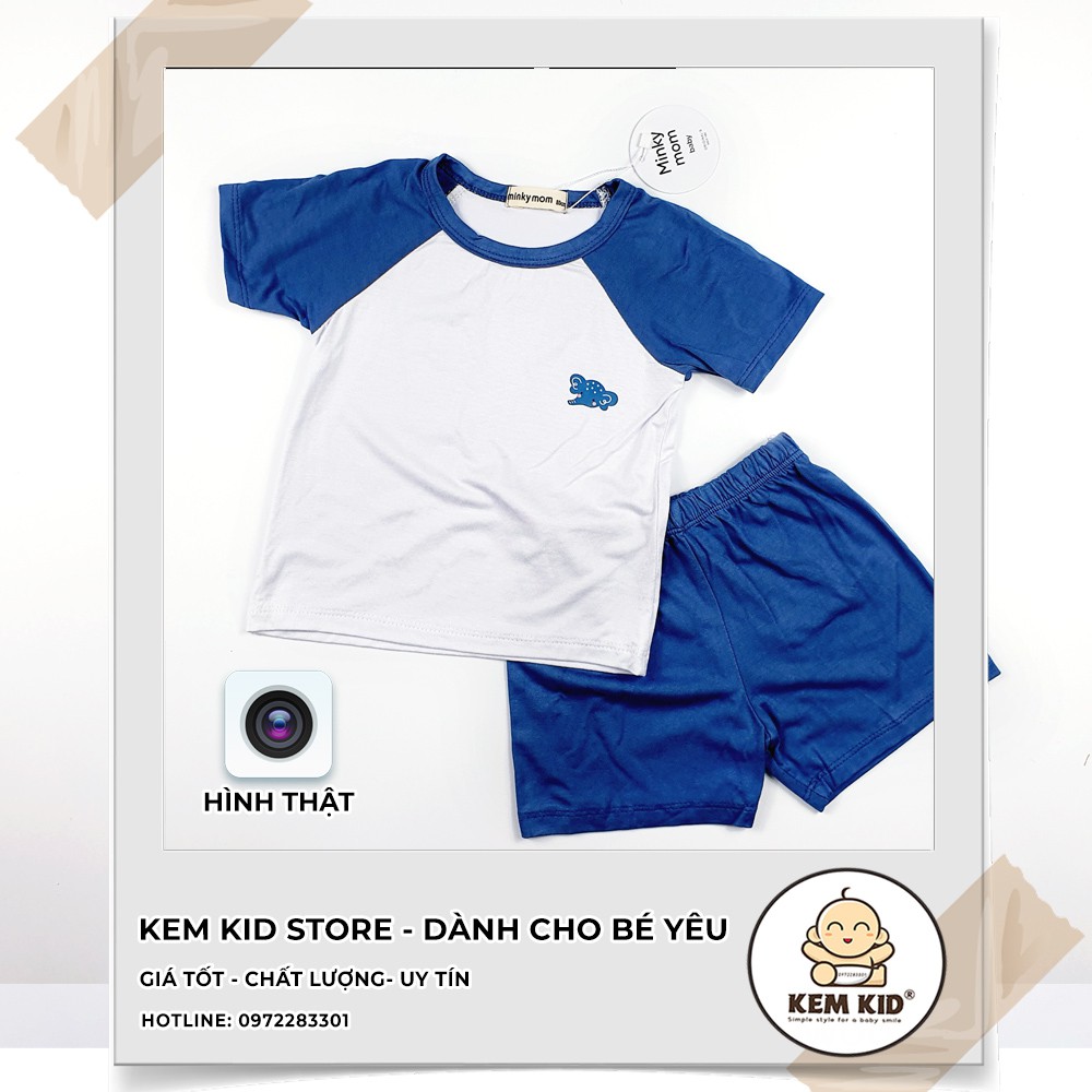 Bộ Minky Mom bộ cộc giác lăng hình thú ở ngực, vải thun lạnh siêu mát, mềm mịn thấm hút mồ hôi cho bé