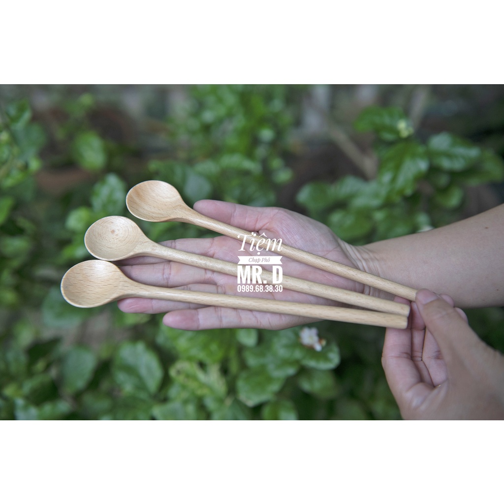 Muỗng Gỗ Tròn D20 rất dễ thương, Gỗ Dẻ Gai, Dài 20cm