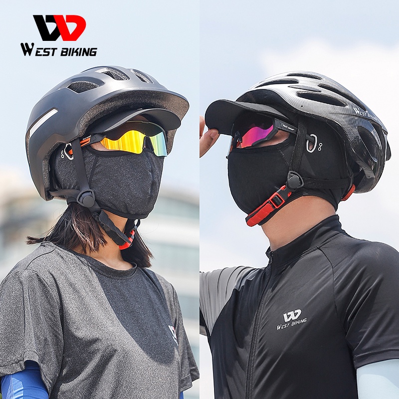Mũ trùm đầu kiêm khẩu trang WEST BIKING che toàn bộ khuôn mặt bằng lụa lạnh chống nắng thoáng khí bảo vệ tiện lợi