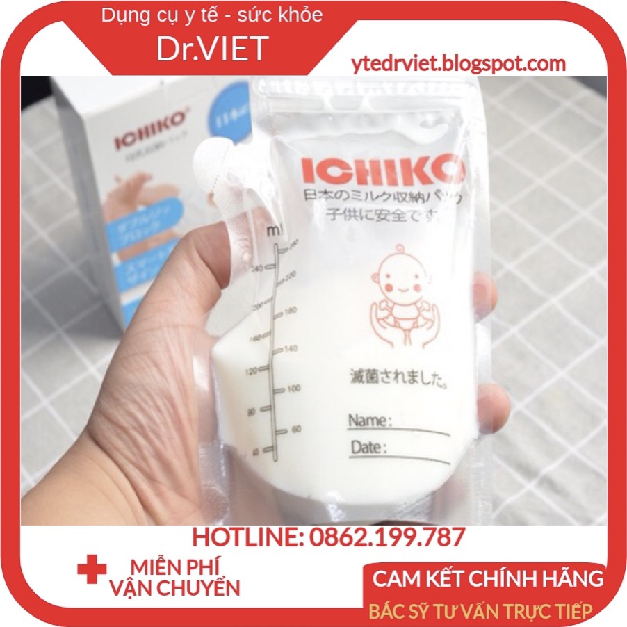 Túi Trữ Sữa ICHIKO Nhật Bản 250ml chính hãng-Có thể dự trữ, giúp đảm bảo cung cấp được đầy đủ nguồn sữa sạch và an toàn