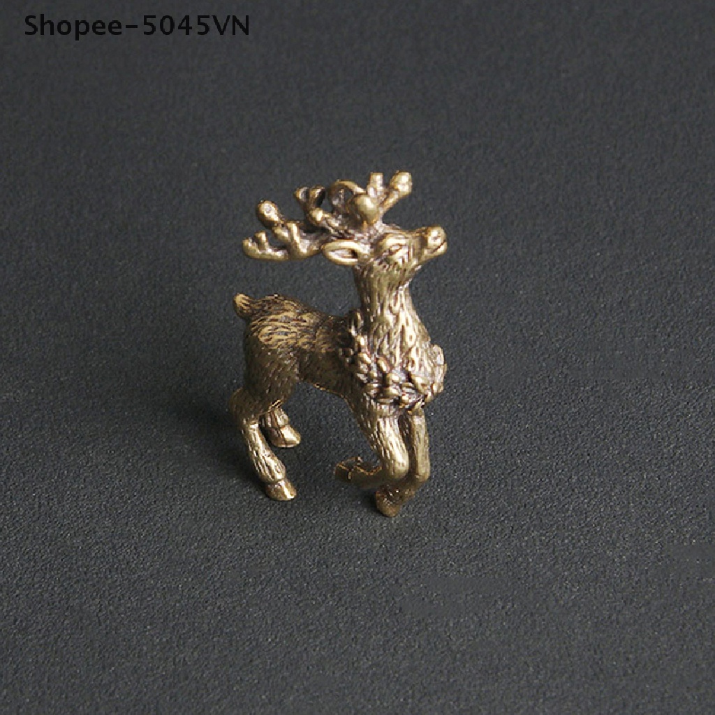 1 Tượng Trang Trí Bằng Đồng Nguyên Chất Hình Chú Nai May Mắn